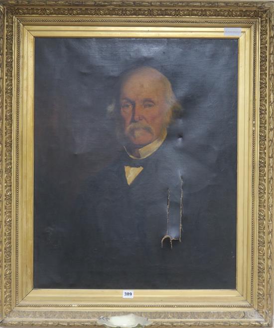 Late 19th century English School Portrait of a gentleman 75 x 60cm (a.f.)